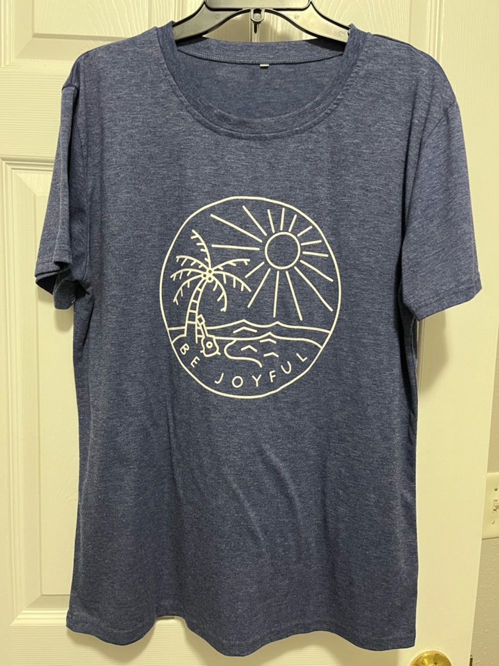 Be Joyful Palm Tree Graphic Tee - Blue
